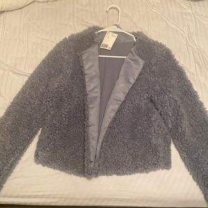 H&M furry cropped blue sweater